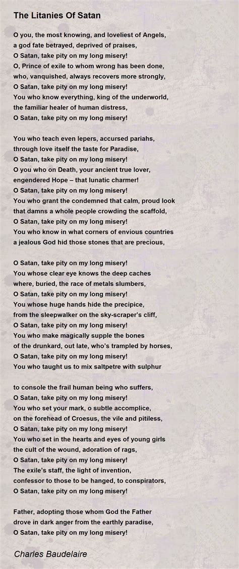 The Litanies Of Satan Poem by Charles Baudelaire - Poem Hunter