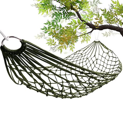 Mesh Hammock - Easy to Set Up Rope for Outside, Dark Green Color, 90x31 ...