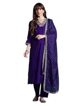 Buy INDO ERA Women's Straight Silk Blend Ethnic Motifs Printed ...