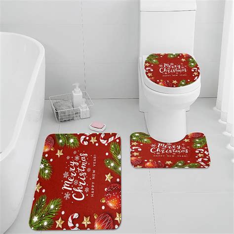 Amazon.com: ArtSocket Christmas Bathroom Rugs and Mats Sets 3 Piece ...