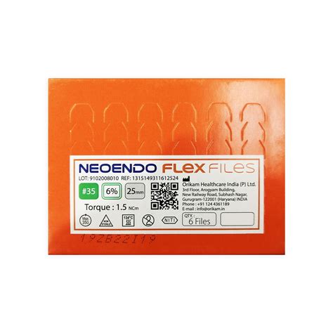 Neoendo Flex Files 25mm 6% (Pack of 6) Endodontic Dental Rotary Files ...
