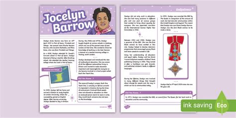 KS2 Jocelyn Barrow Fact File