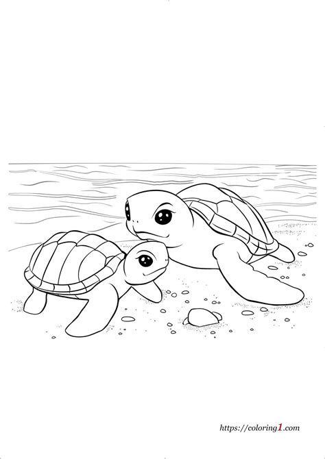 Mom And Baby Turtle Coloring Pages