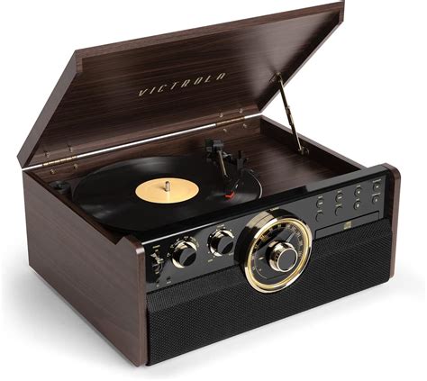 Victrola Empire Mid-Century 6-in-1 Turntable with 3 Speed Record Player ...