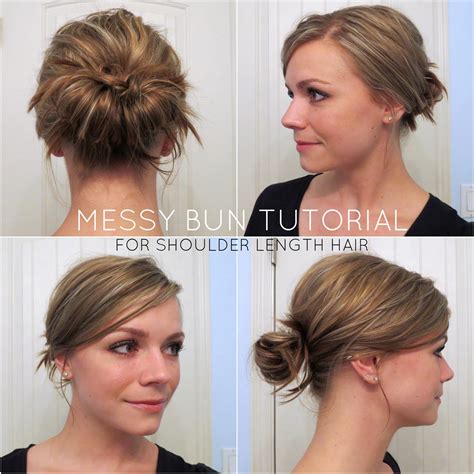 How to Make a Bun in Medium And Messy Bun for Shoulder Length Hair ...