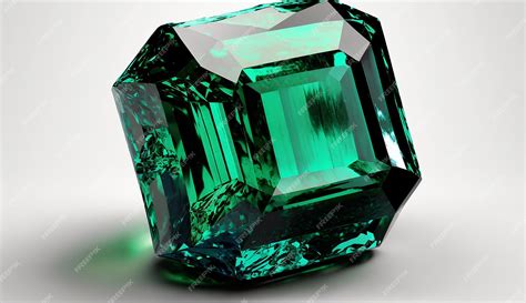 Hermosa piedra natural esmeralda cruda fondo blanco imagen generada por ...