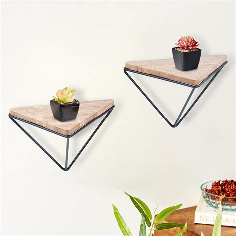 Buy Lets Garden Dyke Metal Set of 2 Prism Wall Shelves from Home Centre ...