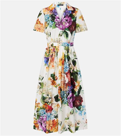 Floral cotton poplin shirt dress in multicoloured - Dolce Gabbana ...