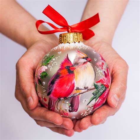 Hand Painted Cardinal Christmas Ornament: Personalized Memorial Winter ...