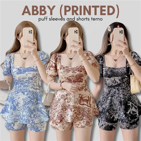 Namiholic Printed Abby Puff Sleeves and Shorts Terno I Crepe Fabric I XS to MEDIUM | Shopee ...