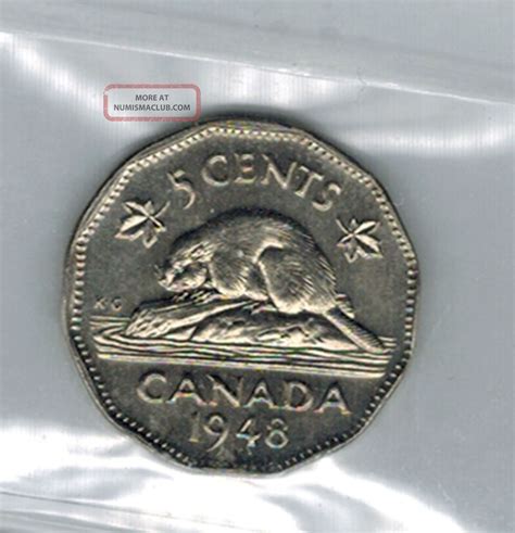 Canada 1948 5 Cent Nickel Gem Unc Iccs Ms 65