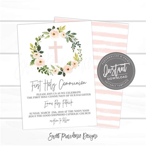 First Holy Communion Invitation Templates