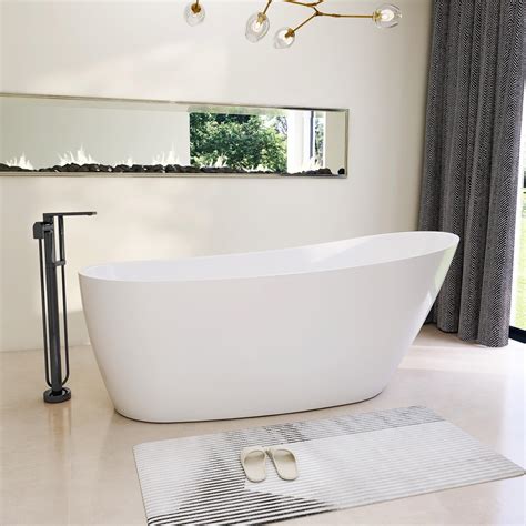 59" High-back Acrylic Bath Tub, Freestanding Bathtubs, Slipper Tub ...
