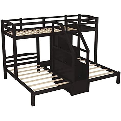Triple Bunk Bed with Storages Staircase, Wood Twin | Ubuy India
