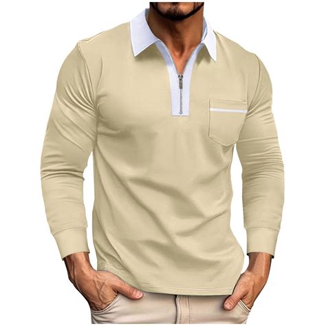 Dovford Men's Long Sleeve Polo Shirts Lightweight Casual Quarter Zipper ...