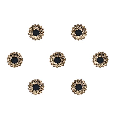Comet Busters Black Round Velvet Bindi With Gold Stone Border (9mm) (B