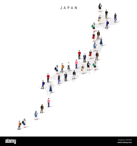 Japan population map. Large group of people in a shape of Japanese map ...