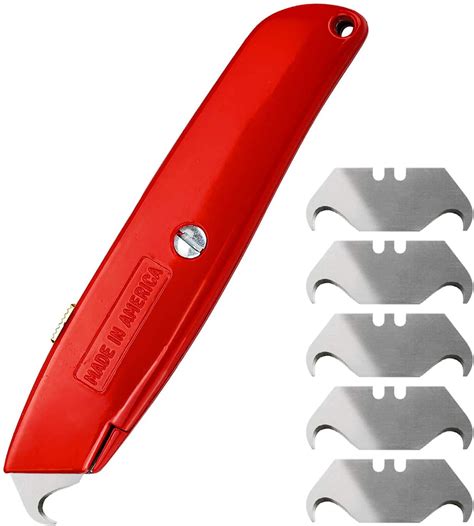 Hook Blade Utility Knife with 5 Utility Hook Blades, Shingle Cutter ...