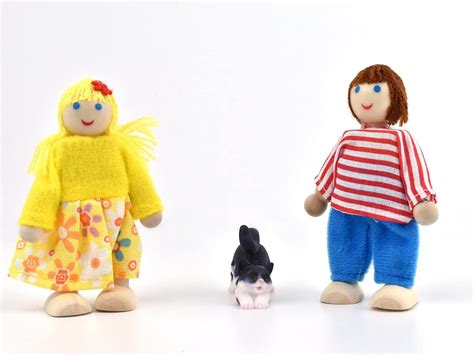 Buy Wooden Dollhouse People, 2-4 inches Doll House Dolls Family with 2 ...
