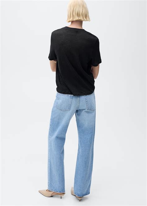 Short-sleeved linen t-shirt - Women | MANGO United Kingdom