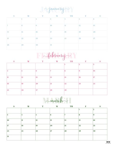 Three Month/Quarterly Calendars - 36 FREE Calendars | Printabulls