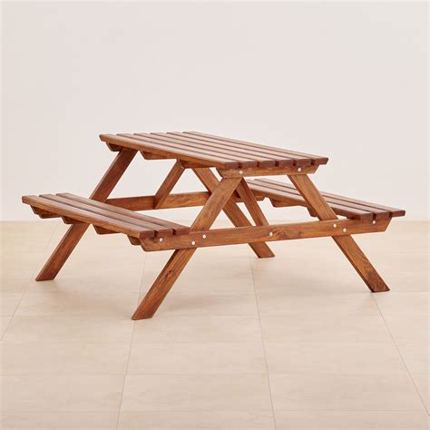 Buy Romero Mango Wood Table and Twin Bench Set - Brown from Home Centre ...