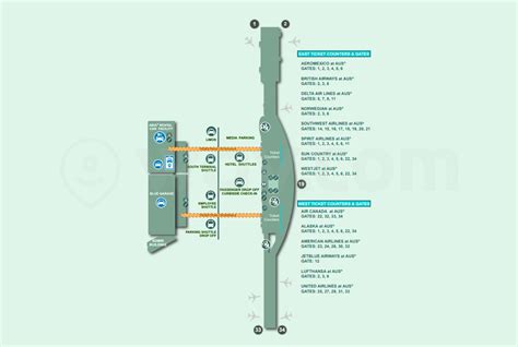 AUS Terminal maps Austin–Bergstrom International Airport