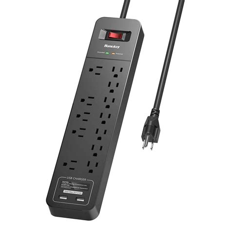 Huntkey SMC127 Surge Protection Strip 12 Sockets with 2 USB Ports (5V 2 ...