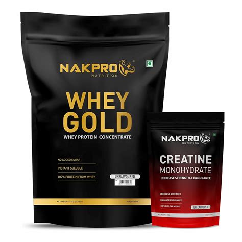 Nakpro Gold 100% Whey Protein Concentrate, 1 Kg Unflavoured with 100g ...
