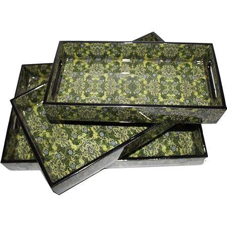 MACX DECOR Designer MDF Wooden Serving Trays with Handle with Special ...