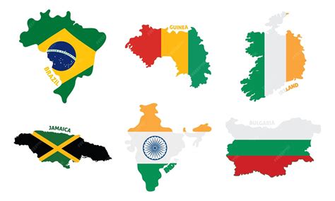 Premium Vector | Set of colored country maps with its flags vector illustration