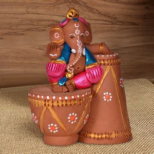 ExclusiveLane Terracotta Hand-Crafted Brown Sitting on Tabla Ganesha ...