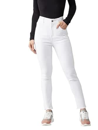Buy Dolce Crudo Women's White Skinny High Rise Cropped Stretchable ...