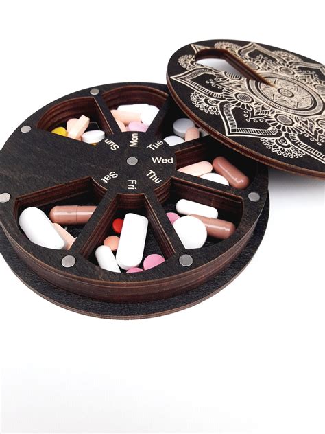 Pill organizer Wooden pill box 7 day Cute pill case 7 day | Etsy