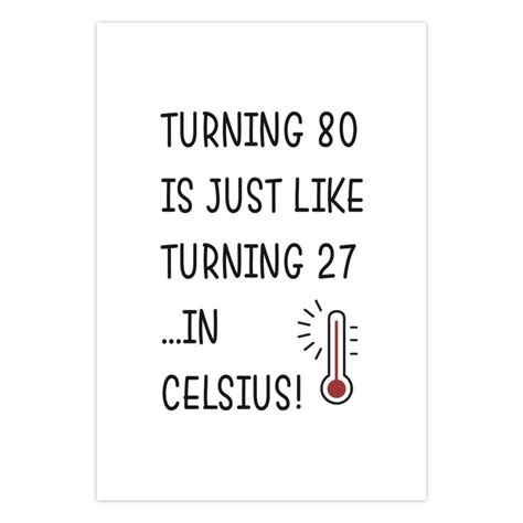Turning 80 in Celsius Funny Birthday Card, 80th Birthday Card for Women ...