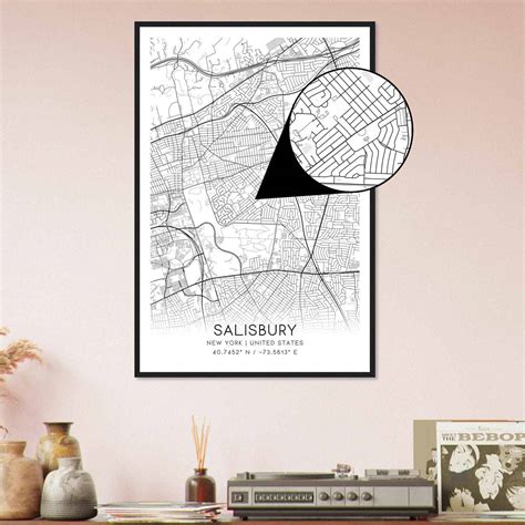 Salisbury New York Map Poster, Modern Home Decor Wall Art Print ...