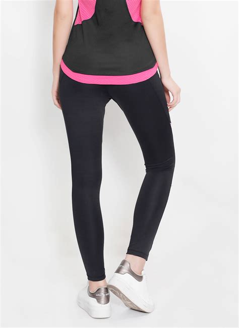 Dark Grey Pink Abstract Tights - Yogue Activewear