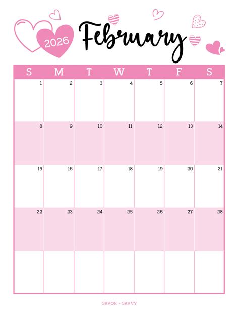 February 2026 Calendar Templates - 14 Free Printables - Savor + Savvy