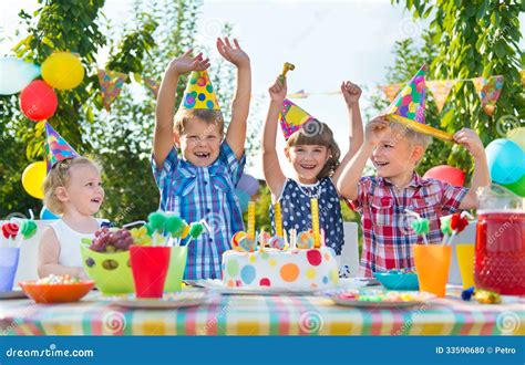 Group of Kids Having Fun at Birthday Party Stock Photo - Image of ...