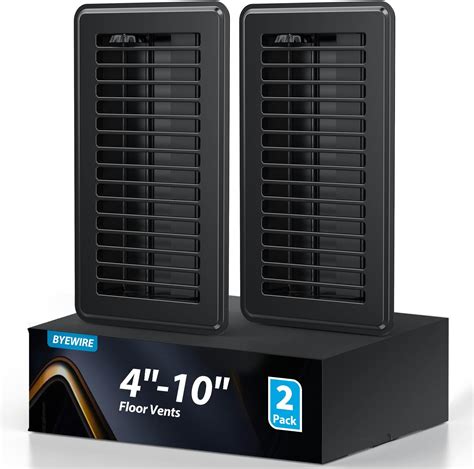 4x10 Floor Register, Black Vent Cover, Heavy Duty Steel Walkable Floor ...