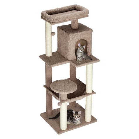 Buy Amazon Basics Cat Tree | 51-Inch | Plush Multi-Level Cat Condo | 10 ...