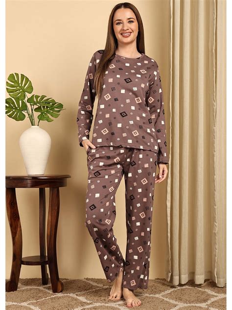 Buy Smarty Pants Womens Cotton Color Full Sleeves Night Suit Online