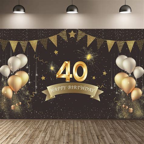 Happy 40th Birthday Party Backdrop Banner 40th Birthday Party ...
