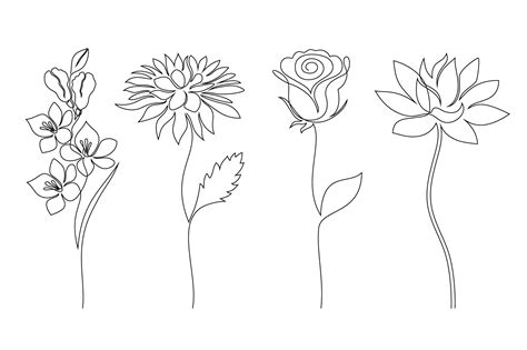 Flower. Line Art. Gráfico por fatamorganaoptic · Creative Fabrica