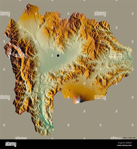 Shape of Yamanashi, prefecture of Japan, with its capital isolated on a solid color background ...
