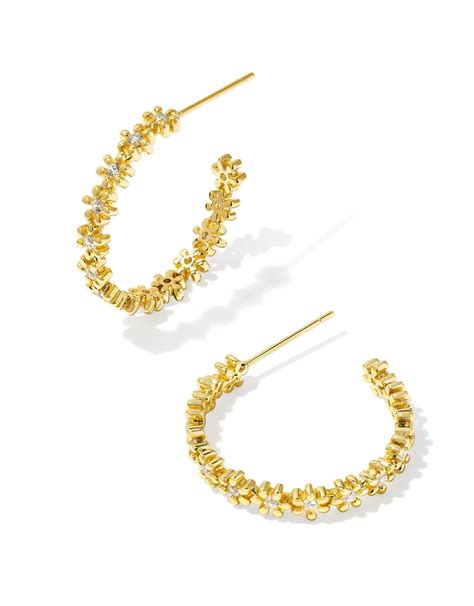 Kendra Scott Nydia Hoop Earring Gold White Crystal - Rhinestone Angel