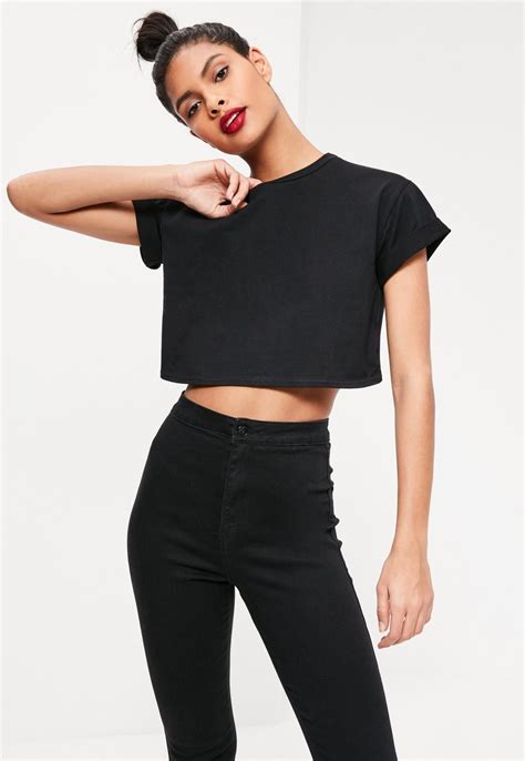 Loose Fit Crop T-Shirt | Black crop tops, Ladies tops fashion, Crop tops