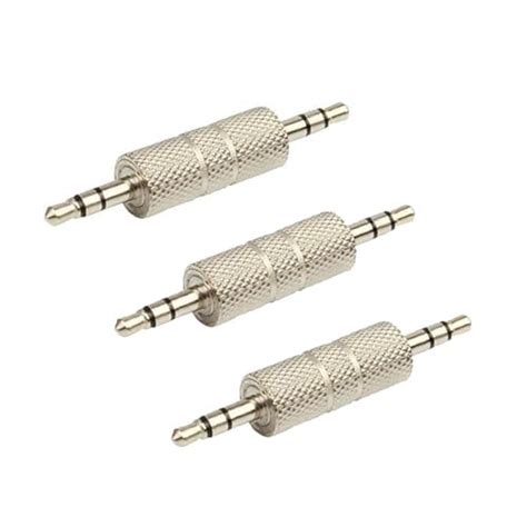 GadgetBite Metal Silver 3 Pole 3.5mm to 3.5mm Male-to Male Plug Stereo ...