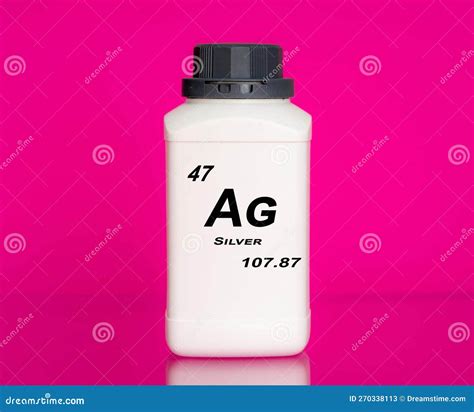 Silver Ag Chemical Element in a Laboratory Plastic Container Stock ...