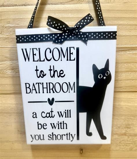 Funny Bathroom Sign, Cat Mom Gift, Bathroom Decor, Cat Sign - Etsy in ...